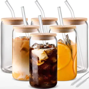 Glass Cups with Bamboo Lids