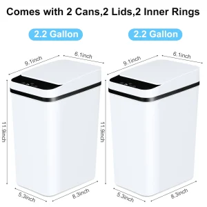 Automatic touchless trash cans with slim modern design